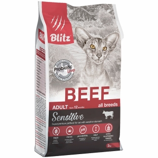 Сухой корм BLITZ Sensitive Adult Cat Beef для взрослых кошек (Говядина)